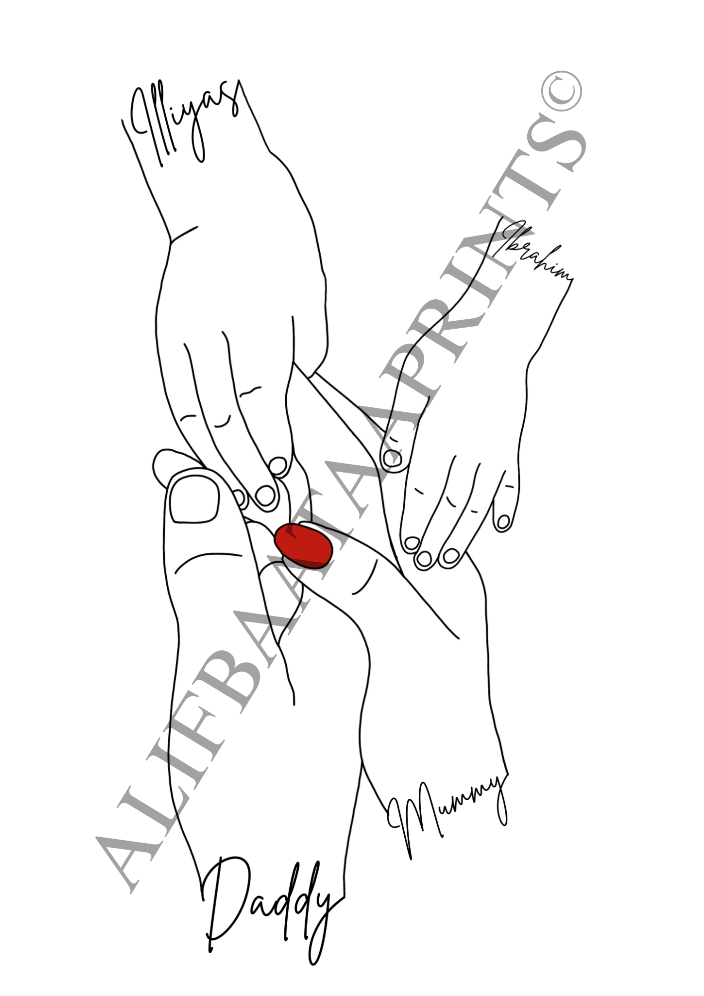 Personalised Family Line Art Print