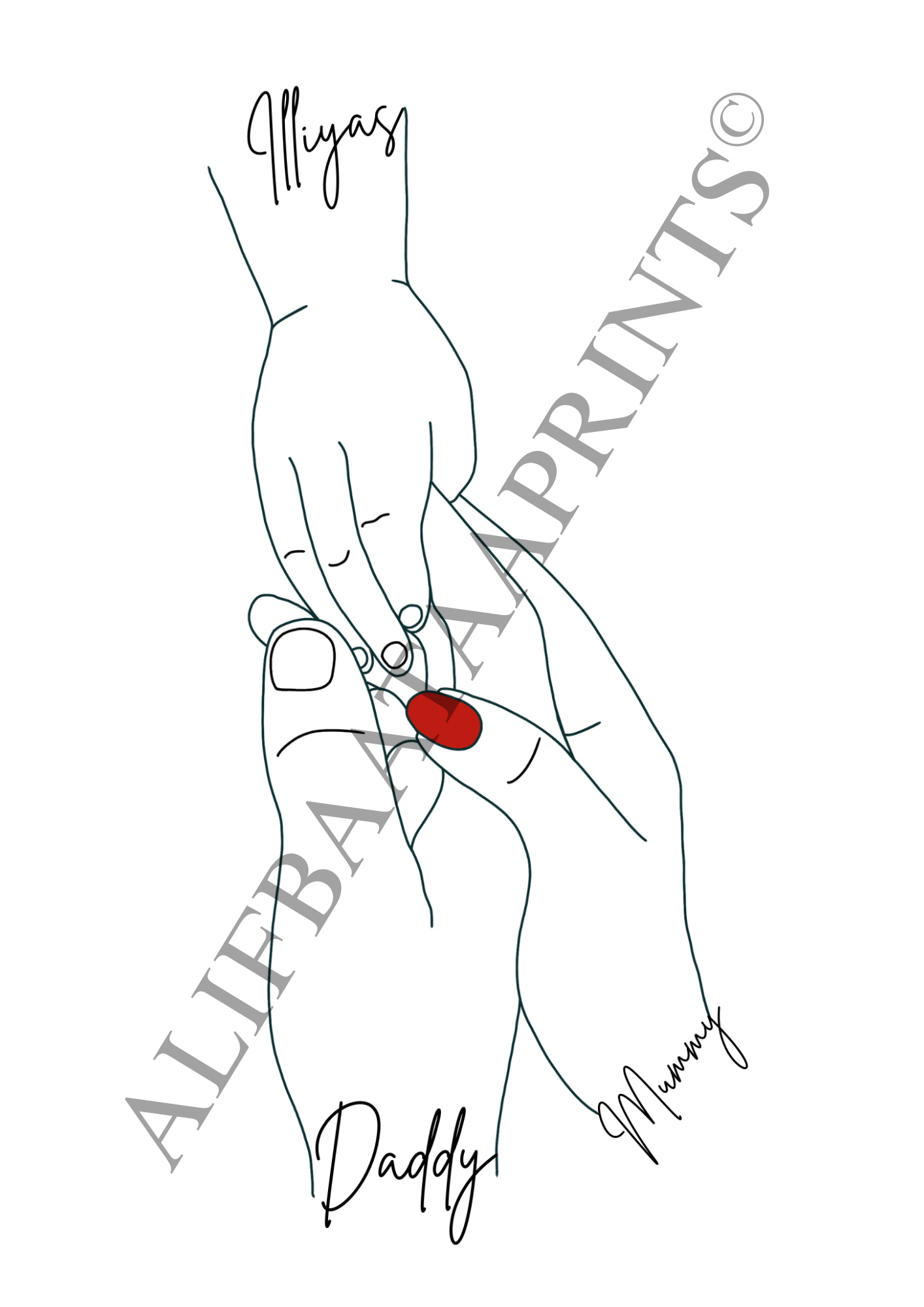 Personalised Family Line Art Print