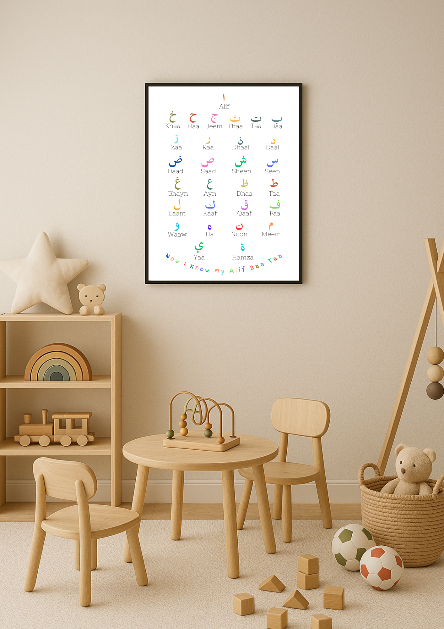 Arabic Alphabet Wall Art for Kids