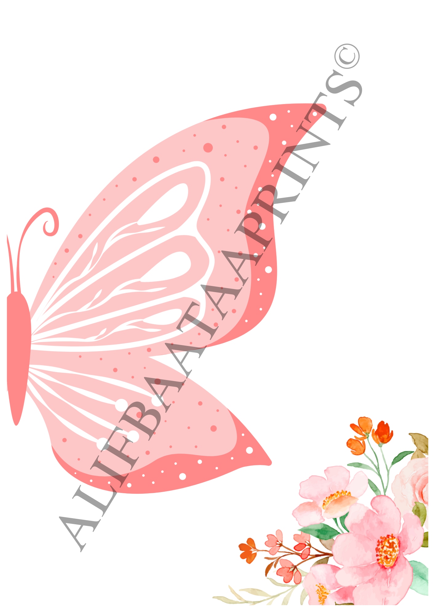 Personalised Butterfly Wall Print Set - Set of 3