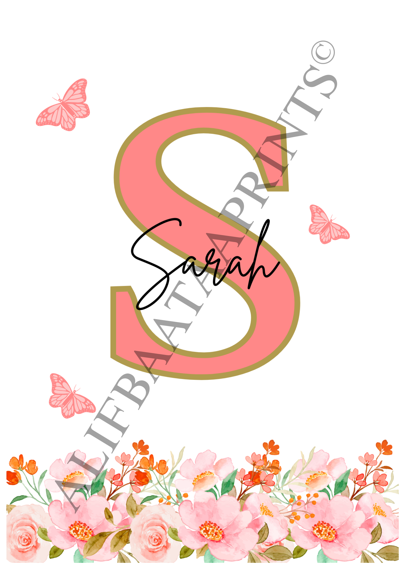 Personalised Butterfly Wall Print Set - Set of 3