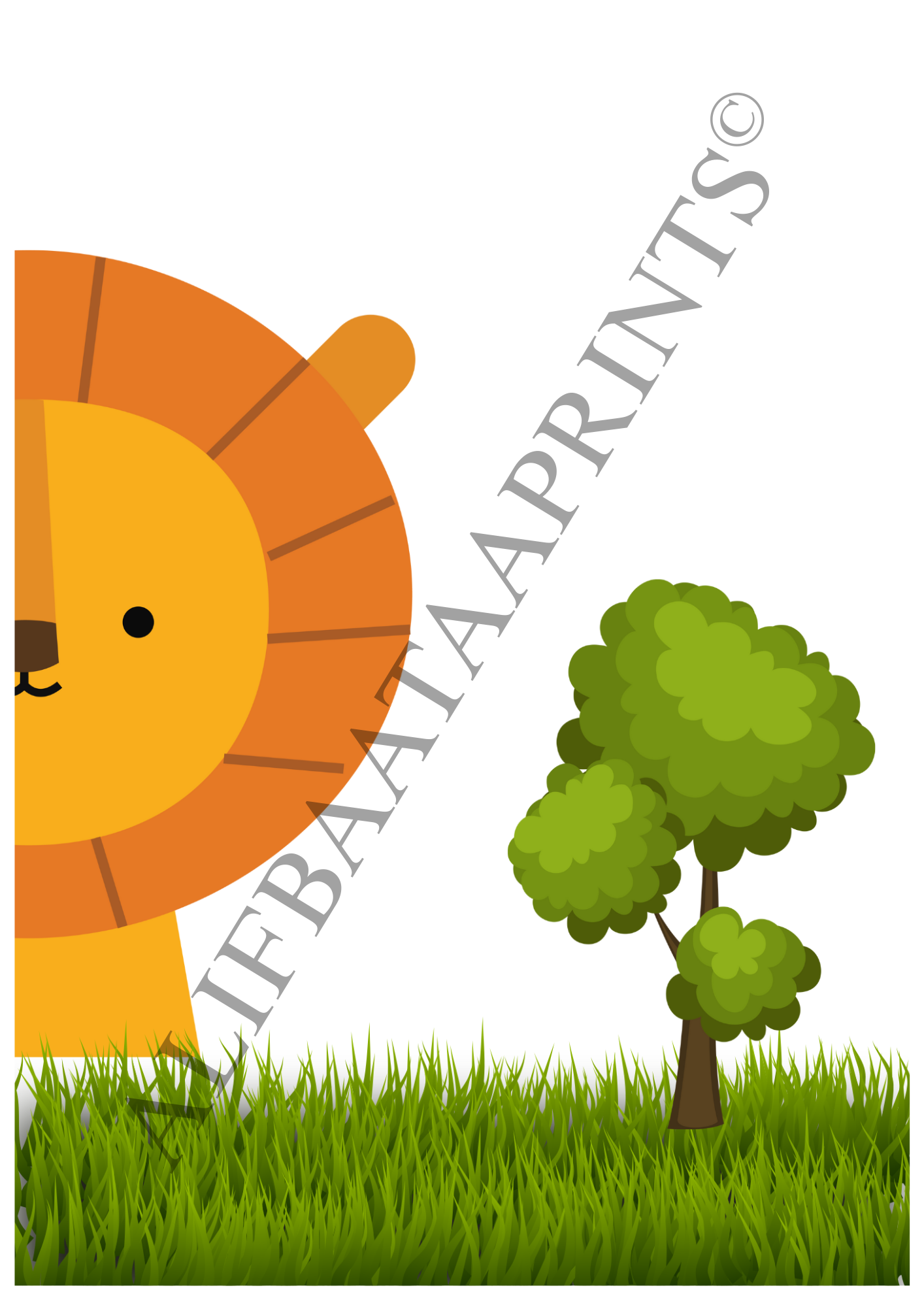 Personalised Lion Wall Print Set - Set of 3