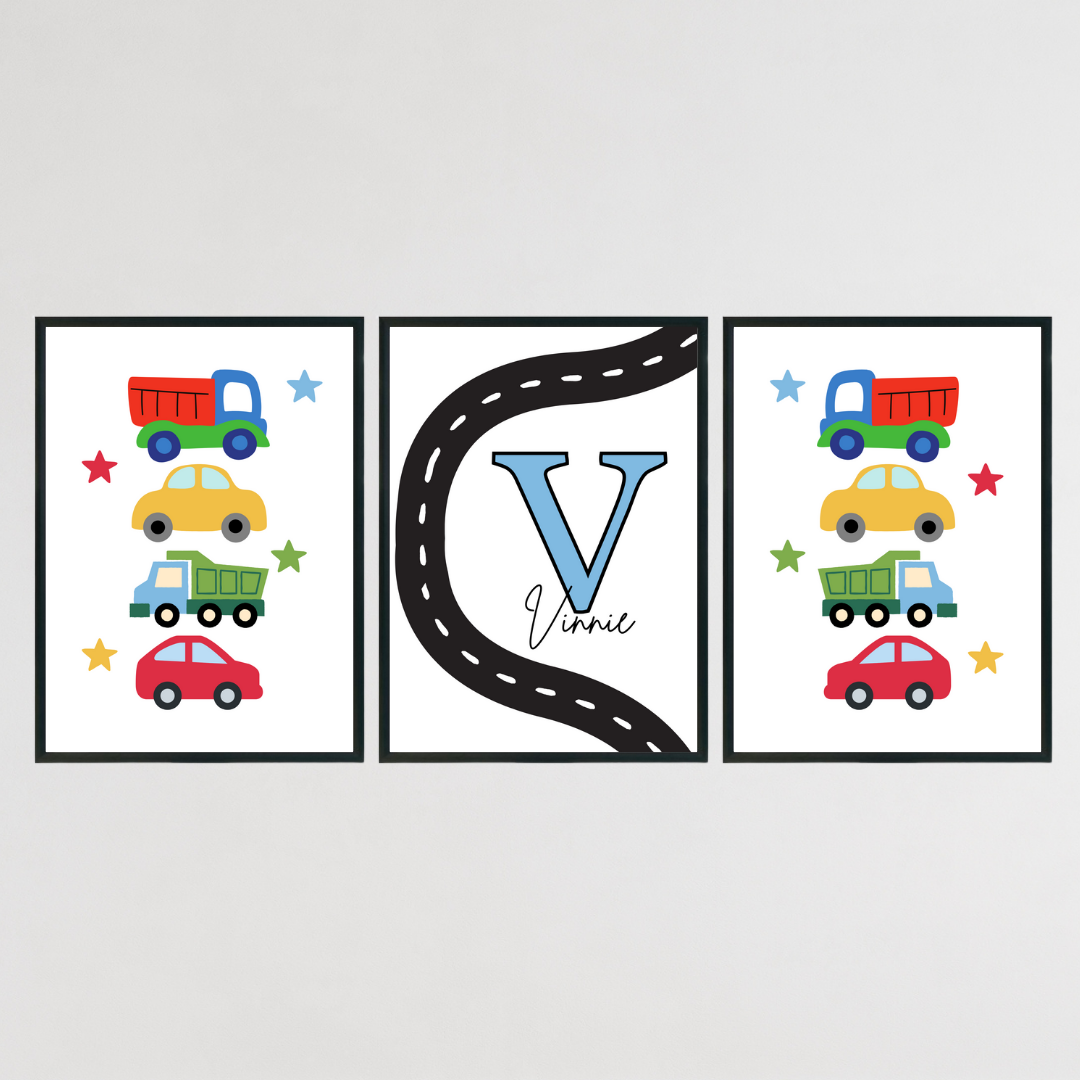 Personalised Car Wall Print Set – Set of 3