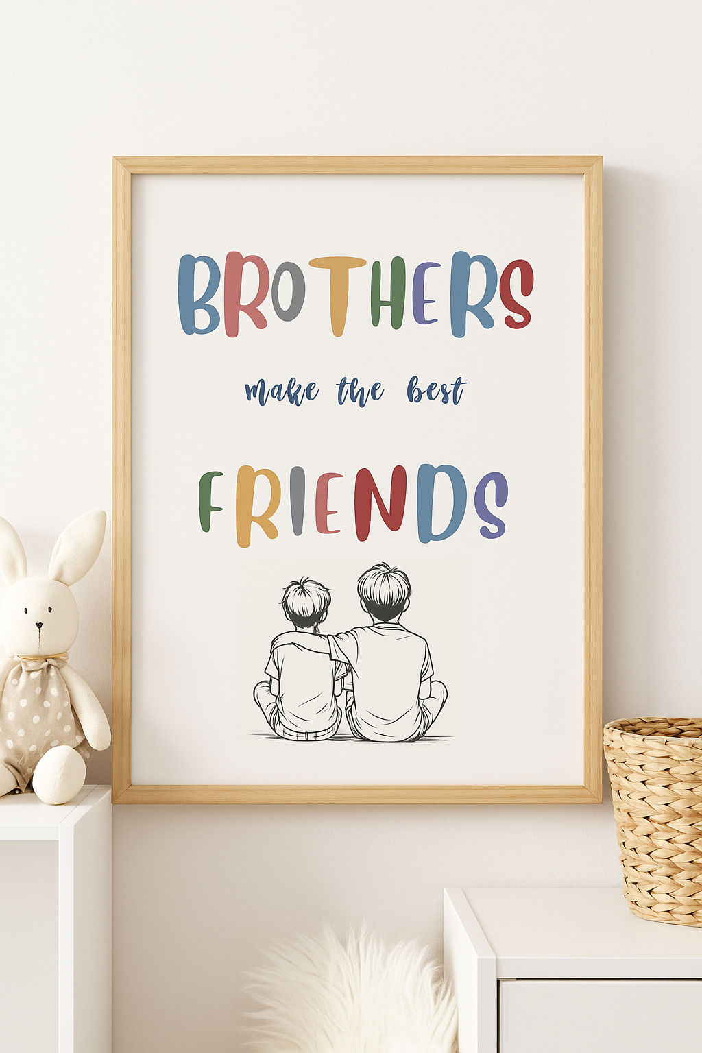Brothers Make the Best Friends - Line Art Print