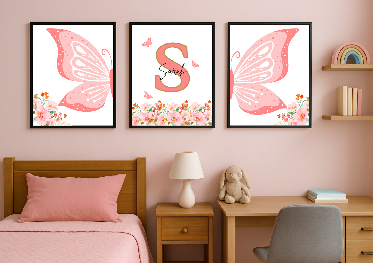 Personalised Butterfly Wall Print Set - Set of 3