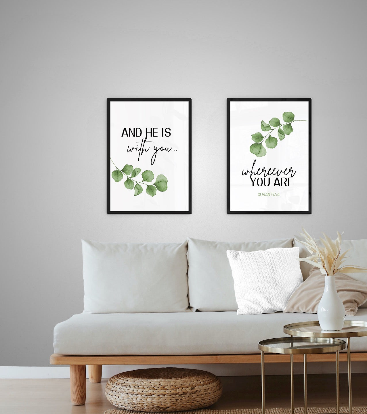 Quran Verse Islamic Wall Art Set - Set of 2