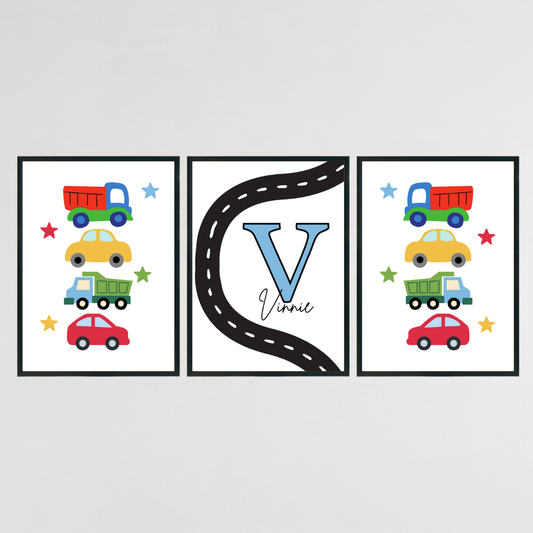 Personalised Car Wall Print Set – Set of 3